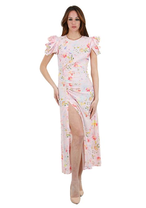 Kristel abito con spacco laterale fantasia fleurs rose MAR DE MARGARITAS | Abiti | KRISTEL-01165-TMFI0025RO64